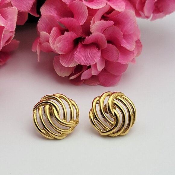 Monet Jewelry - Monet Gold Tone Love Knot Stud Earrings Pierced Post 17 mm